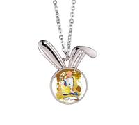 Culture Eighteen Arhats Pattern Illustration Rabbit Necklace Pendant Bunny Animal Jewelry Gift