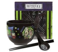 Culture Fly Beetlejuice Microwave Ramen Bowl Set with Chopsticks and Spoon, 16 oz Ceramic Instant Noodle Bowls with Chopsticks, Ramen Noodle Bowl, Rice Bowl Anime Gifts for Men