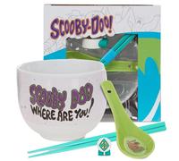 Culture Fly Scooby Doo Microwave Ramen Bowl Set with Chopsticks and Spoon, 16 oz Ceramic Instant Noodle Bowls with Chopsticks, Ramen Noodle Bowl, Rice Bowl Anime Gifts for Men