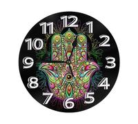 Culture Hebrew Hamsa Art Evil Eye Round Clocks Modern Electronic Wall Clock Arabic Numerals Quartz Clocks For Kitchen Decor School 25Cm