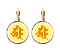 Culture Hrih Round Pattern Gold Clip On Drop Earrings Non Piercing Dangle Jewelry