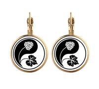 Culture Yin-yang Flower Pattern Gold Clip On Drop Earrings Non Piercing Dangle Jewelry