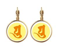 Culture Yu Round Pattern Gold Clip On Drop Earrings Non Piercing Dangle Jewelry