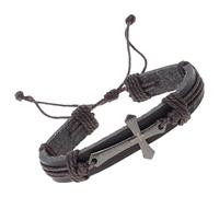 Cultured Bracelets Leather with Crosses Pendant Prayer & Meditations Leather Religious Accessories Prayer Bracelets Crosses