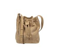 Cultured London 'emerson' Suede & Leather Shoulder Bag In Beige Beige