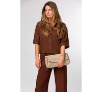 Cultured London 'perla' Suede Clutch Bag In Beige Beige
