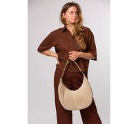 Cultured London Women's 'Kacey' Suede & Leather Shoulder Bag in Beige