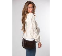 Cultured London Women's 'Roisin' Suede & Leather Cross Body Bag in Dark Brown