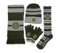 Culturefly Harry Potter Slytherin Premium 4pc Winter Bundle- Scarf, Gloves, Beanie, Socks One Size Fits Most Green, Green