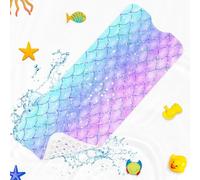 Culudea Pink Blue Mermaid Bathtub Shower Mat Fish Underwater Sea Non-Slip Tub Extra Long Bath Floor 40X16 Inch Machine Washable for Bathroom Tub Bath Mat for Toddler and Baby