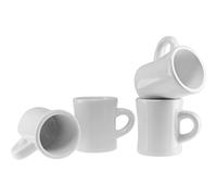 Culver 10-Ounce Ceramic Retro Diner Style Heavyweight Restaurant Mug, Two-finger C-handle (White, 4)