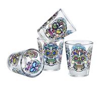 Culver Sugar Skulls Decorated Shot Glasses, 1.75-Ounce, Set of 4