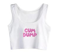 Cum Dump Crop Top Sexy Vest Women Shirt White