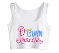 Cum Princess Cotton Crop Top Hotwife Fun Flirting Tank Top Swinger Sleeveless White