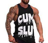 Cum Slut Men's Tank Top Causal Sleeveless T Shirt Gym Athletic Muscle Tee Beach Vest