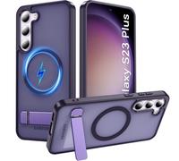Cum2giff Magnetic for Samsung Galaxy S23 Plus Phone Case with Stand, Adjustable 3 Kickstand Way, Shockproof Military Grade Drop Protection, Translucent Matte Back Phone Cover for S23 Plus 6.6", Purple