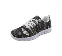 Cumagical Bat Spider Web Pattern Low Top Black Trainers for Women