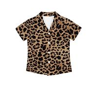 Cumagical Boy's Leopard Cheetah Print Hawaiian Style Short Sleeve Button Down Shirt for Boys 3-4 Years