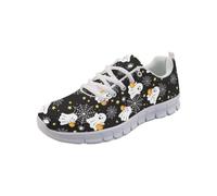 Cumagical Ghost Spider Web Print Low Top Black Trainers for Women
