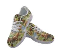 Cumagical Lace Up Mesh Low Top Trainers for Women Horse Graphic