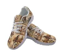 Cumagical Lace Up Mesh Low Top Trainers for Women Horse Print