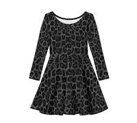 Cumagical Leopard Black Print Girls Long Sleeve Boho Empire Waist Midi Dress Casual Outdoor Indoor Dance Evening Prom Gown Kids Outfits