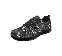 Cumagical Low Top Bat Spider Web Print Trainers Black Shoes for Women