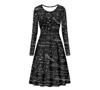 Cumagical Mathematics Letters Fall Winter Long Sleeve Midi Formal Dresses & Gowns Women A Line Skater Dress High Waisted Outfits Plus Size Ladies Casual Wedding Dresses for Women 2022