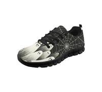 Cumagical Mesh Spider Web Pattern Lace Up Trainers Black Shoes for Women