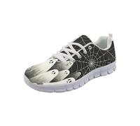 Cumagical Mesh Trainers Spider Web Graphic Lace Up Black Shoes for Men