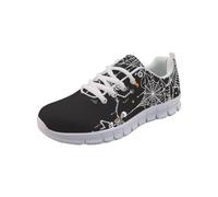 Cumagical Skeleton Spider Web Print Low Top Black Trainers for Women