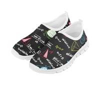 Cumagical Slip On Math Formula Pattern Laceless Shoes Girls