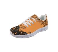 Cumagical Spider Web Pumpkin Print Low Top Orange Trainers for Women