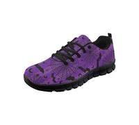 Cumagical Women Bat Spider Web Print Trainers Mesh Lace Up Purple Shoes