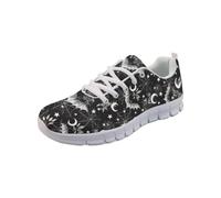 Cumagical Women Mesh Bat Spider Web Pattern Trainers Lace Up Black Shoes