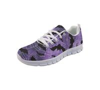 Cumagical Women Mesh Bat Spider Web Pattern Trainers Lace Up Purple Shoes