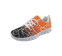 Cumagical Women Mesh Spider Web Graphic Trainers Lace Up Orange Black Shoes