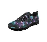Cumagical Women Spider Web Pattern Trainers Mesh Lace Up Black Shoes