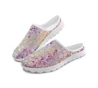 Cumagical Women's Open Heel Wisteria Flower Graphic Backless Mule Sneakers