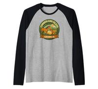 Cumberland Island Georgia Wild Horse Mare and Foal Badge Raglan Baseball Tee
