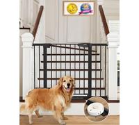 Cumbor 43.3”Auto Close Safety Baby Gate, Extra Tall and Wide Child Gate, Easy Walk Thru Durability Dog Gate for The House, Stairs, Doorways. Includes 4 Wall Cups, 2.75-Inch and 8.25-Inch Extension