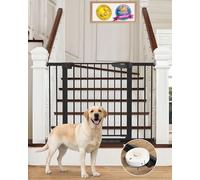 Cumbor 43.3”Auto Close Safety Baby Gate, Extra Tall and Wide Child Gate, Easy Walk Thru Durability Dog Gate for The House, Stairs, Doorways. Includes 4 Wall Cups, 2.75-Inch and 8.25-Inch Extension