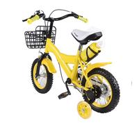 CUMELLIIR 12 inch Bike with Stabilisers, Children Bicycle Beginner Bike with Training Wheels and Water Bottle, Kids Bike Girls Boys Age 5-8(Yellow)