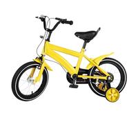 CUMELLIIR 14 inch Bike with Stabilisers, Children Bicycle Beginner Bike with Training Wheels, Height Adjustable Kids Bike Girls Boys Age 5-8(Yellow)
