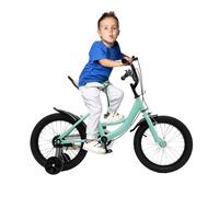 CUMELLIIR 16 inch Kids Bike, Kids Bicycle with Training Wheels, Boys Girls Kids Bike Height Adjustable, Bicycle for Kids Ages 4-7, Green