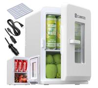 Cumeod Mini Fridge 15 Liter/21 Cans, Upgrade Portable AC+DC Power Small Refrigerator for Bedroom, Car, Office, Thermoelectric Cooler and Warmer Skincare Fridge for Food, Drinks, Max & ECO Mode, White