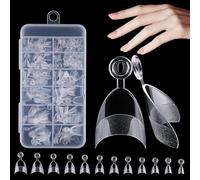 Cumnvulnt 120 PCS Short Almond Nail Tips, 12 Size French Edge False Nail Tips, Half Cover Clear Matte Nail Tips, Artificial Acrylic Nail Tips for Nails Extension and Women Home DIY