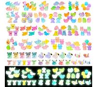Cumnvulnt 200Pcs Mini Resin Animals, Luminous Small Plastic Animals, 24 Styles Mixed Mini Resin Figures Miniature Tiny Animal for Dollhouse Micro Landscape Fairy Garden Aquarium Decor