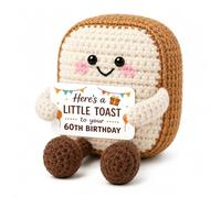 Cumnvulnt 60th Birthday Gifts, Little Toast To Your 60th Birthday, Handmade Emotional Support Crochet Toast, 60 Birthdays Decorations Keepsake, Cute 60 Year Old Gifts for Friends Women Men Mom Wife