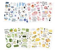 Cumnvulnt 8 Pack Multicolor Salt Simple Style Stickers, Waterproof Vinyl Stickers for Water Bottle, Scrapbook, Phone Case, Laptop, Computer, Skateboard